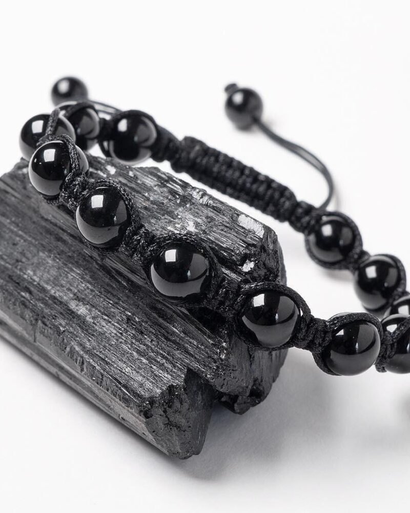 Pulsera Turmalina Negra Macrame 8mm