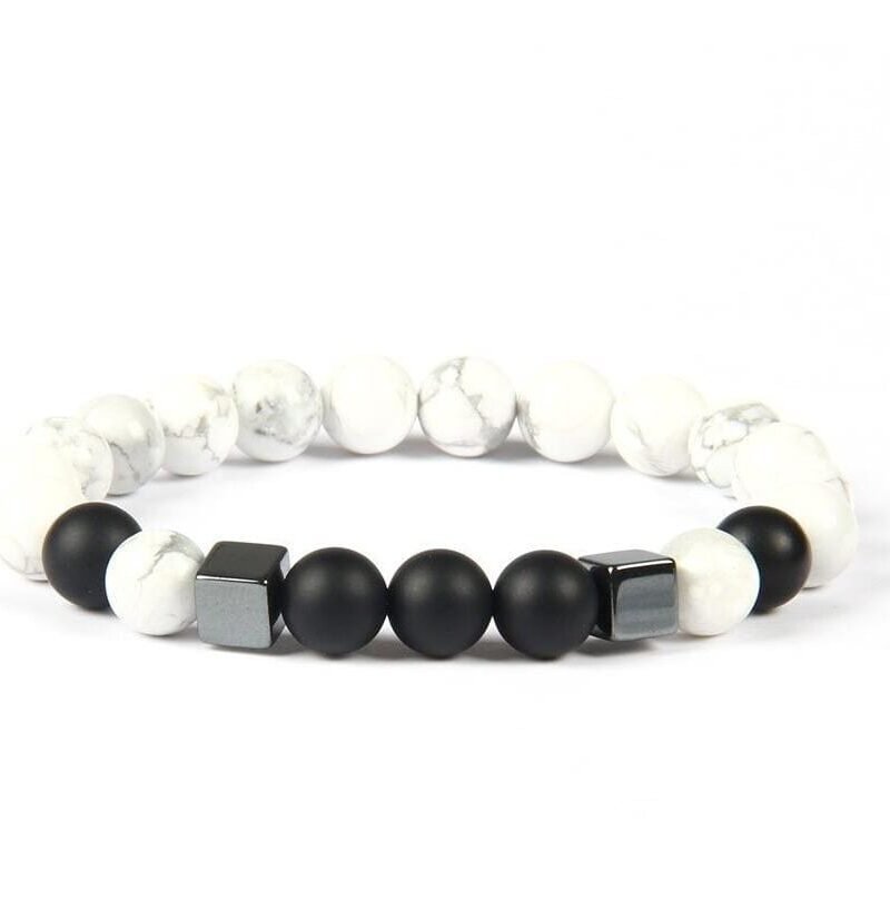 Pulsera Howlita Onix Mate y Ferrita