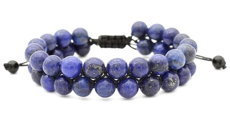 Pulsera Lapislázuli Macrame Doble