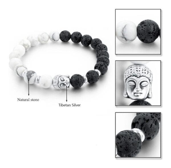 Pulsera Buda Ying Yang Howlita Lava - Image 4