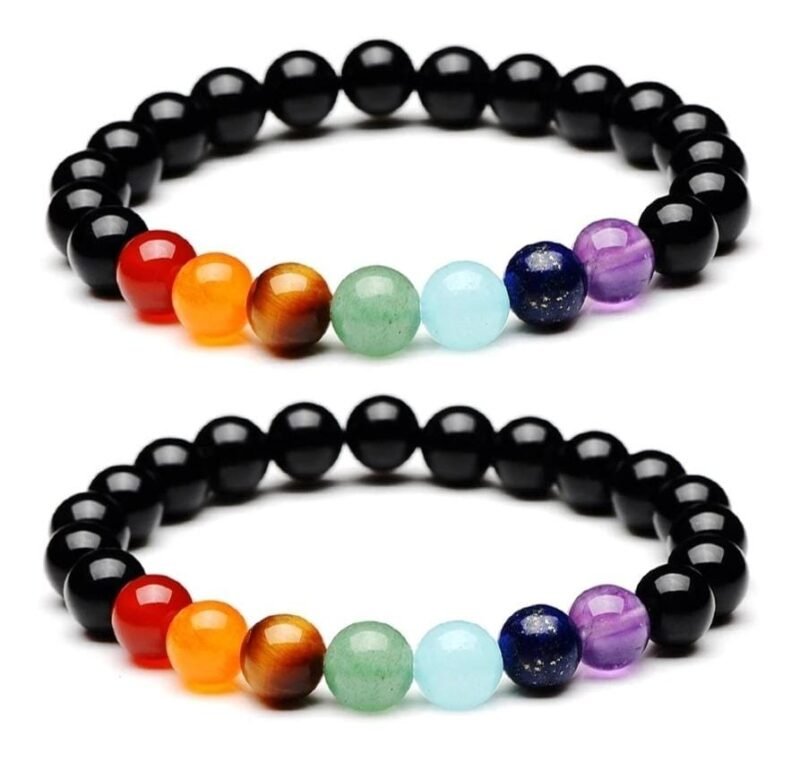 Set Pulseras Pareja Turmalina Negra 7 Chakras