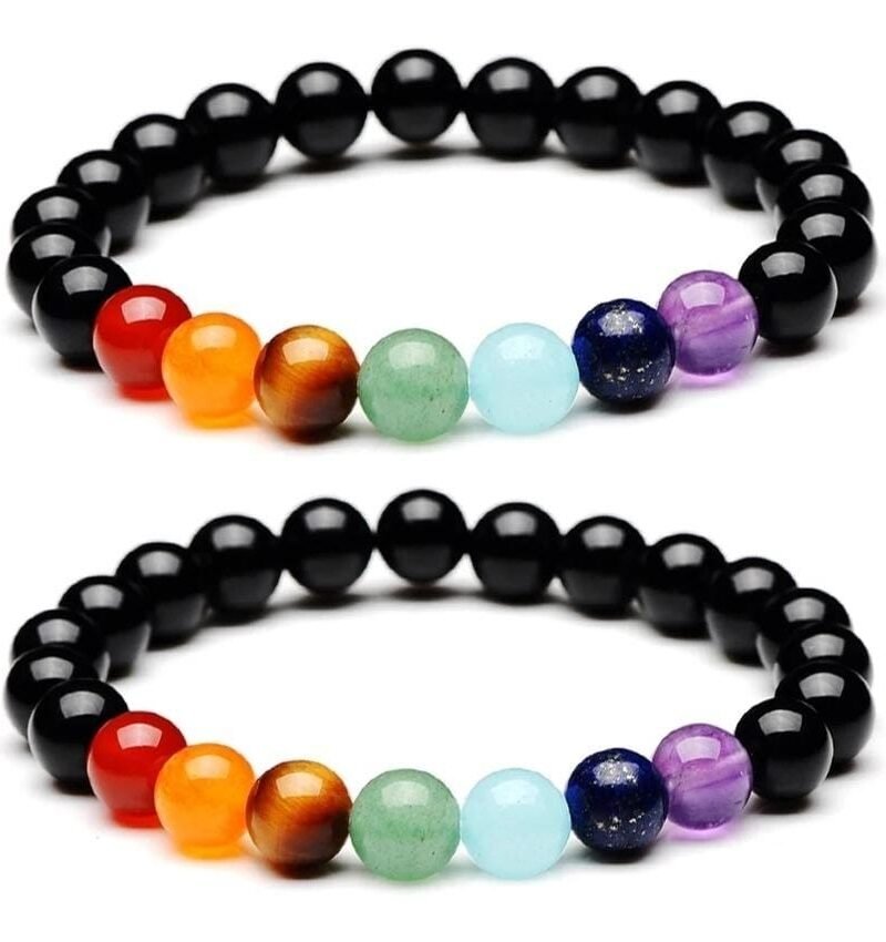 Set Pulseras Pareja Turmalina Negra 7 Chakras