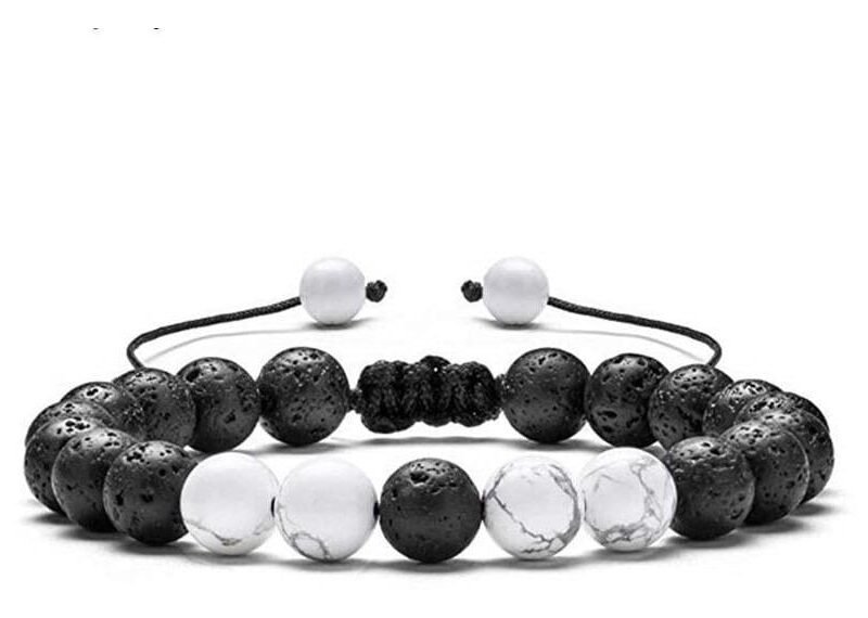 Pulsera Lava Volcanica Y Howlita