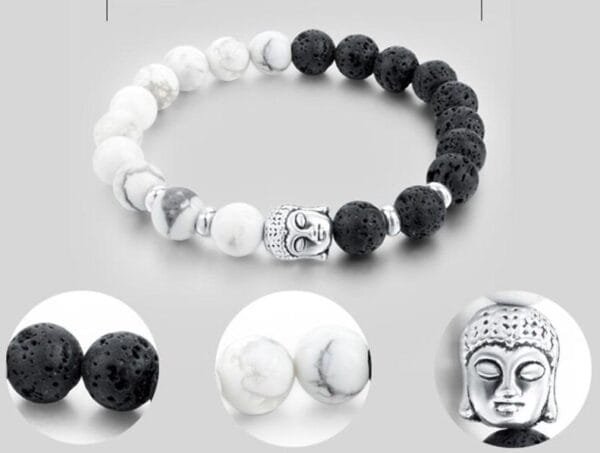 Pulsera Buda Ying Yang Howlita Lava - Image 5