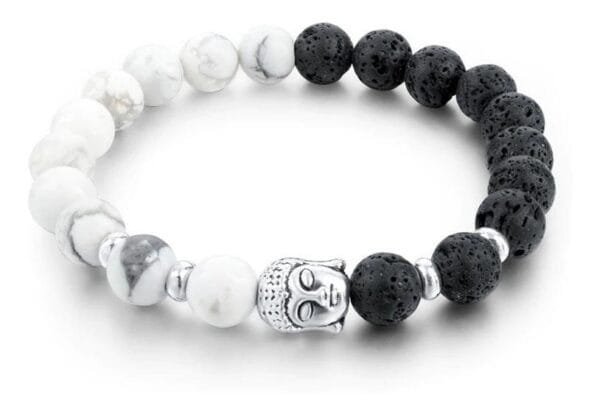 Pulsera Buda Ying Yang Howlita Lava