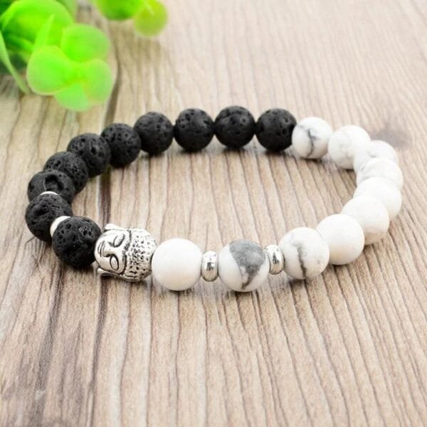 Pulsera Buda Ying Yang Howlita Lava - Image 2