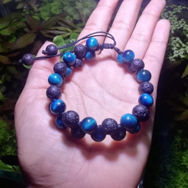 Pulsera Ojo De Tigre Azul Y Volcanica Doble - Image 3