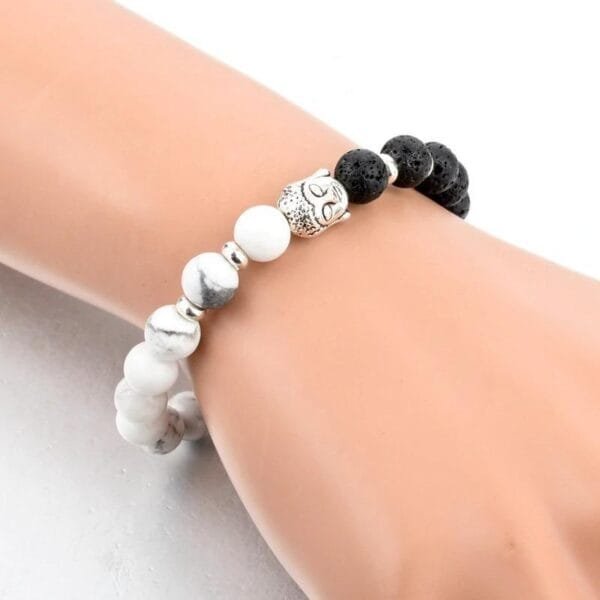 Pulsera Buda Ying Yang Howlita Lava - Image 6