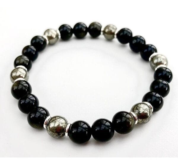 Pulsera Obsidiana Y Pirita