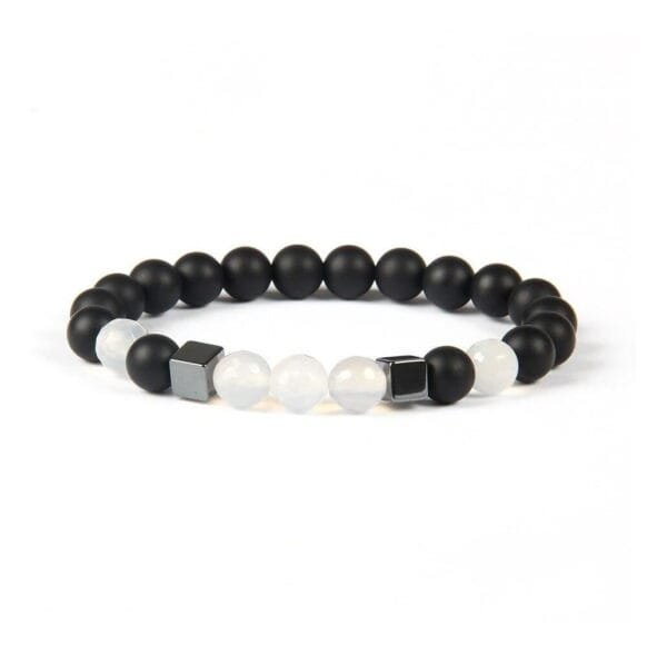 Pulsera Onix Mate y Cuarzo Cristal