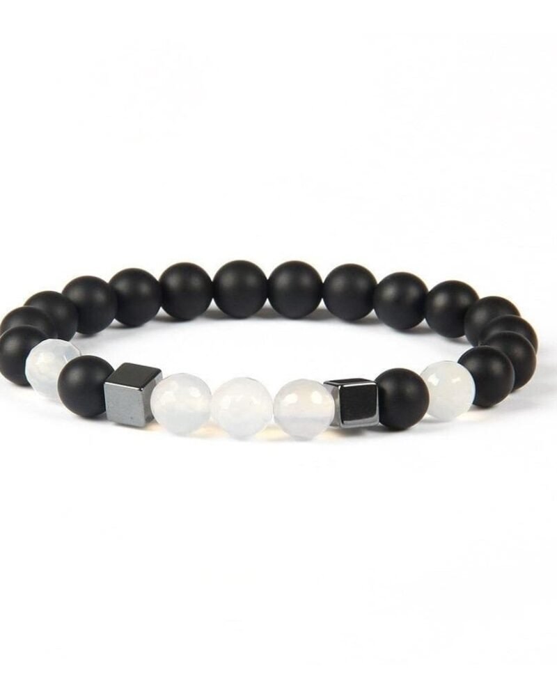 Pulsera Onix Mate y Cuarzo Cristal