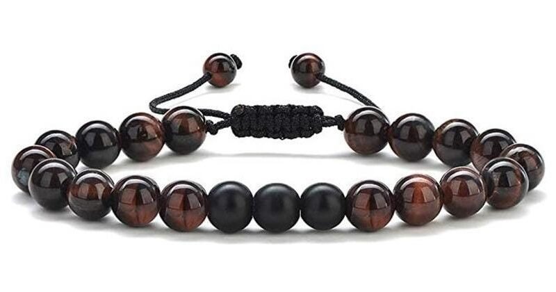 Pulsera Ojo De Tigre Rojo y Onix mate
