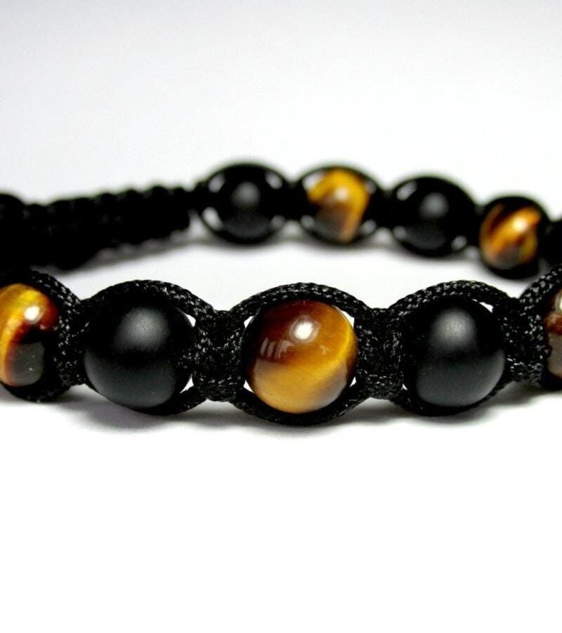 Pulsera Ojo De Tigre Onix Mate Macramé