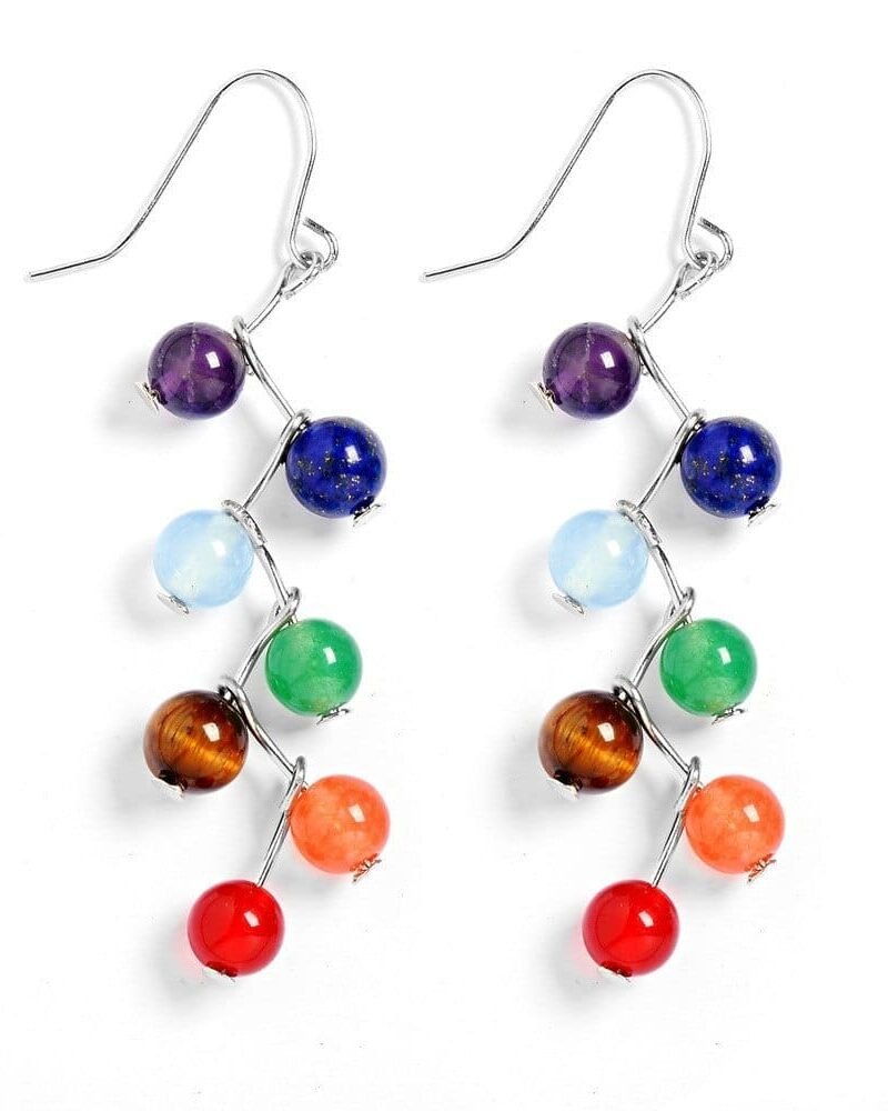 Aretes 7 Chakras Plata 925 Zig Zag