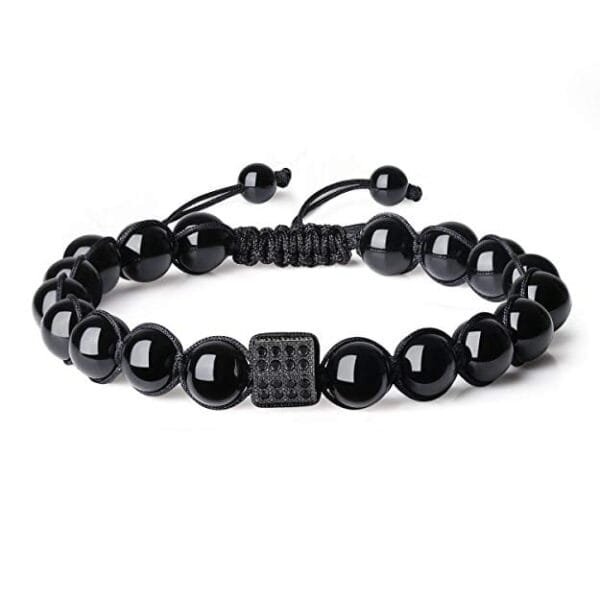 Pulsera Turmalina Separador Hexagonal Rodio Ng