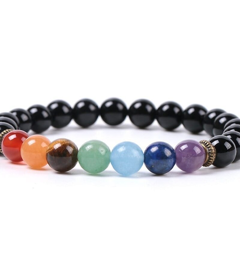 Pulsera 7 chakras Obsidiana Separador Dorado