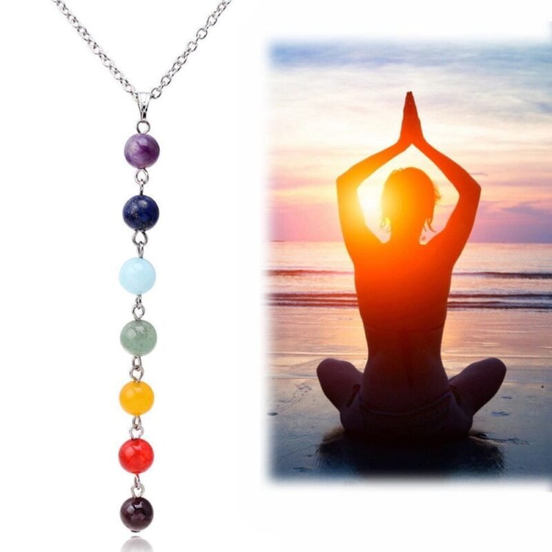 Colgante 7 Chakras Con Plata Cadena de Acero