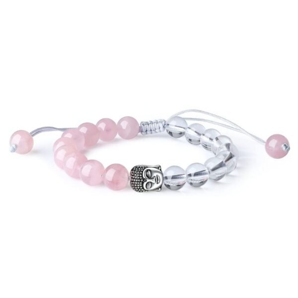 Pulsera Cuarzo Rosa Buda Doble Piedra Natural