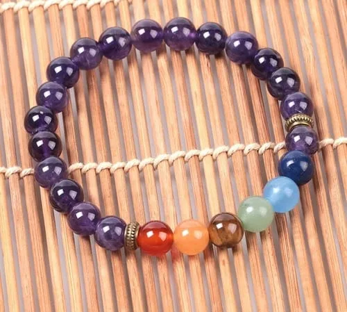 Pulsera 7 Chakras Amatista Separador Dorado - Image 4