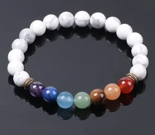 Pulsera 7 Chakras Howlita Separador Dorado - Image 3