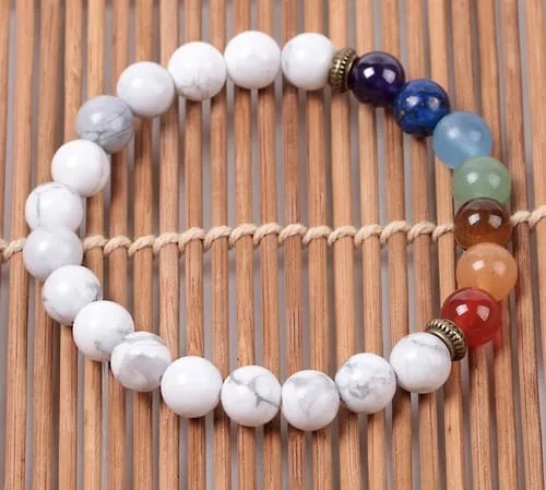 Pulsera 7 Chakras Howlita Separador Dorado - Image 4