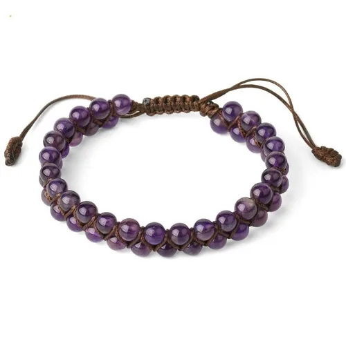 Pulsera Amatista 6mm Macramé Doble Samballa