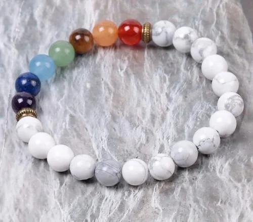 Pulsera 7 Chakras Howlita Separador Dorado - Image 5