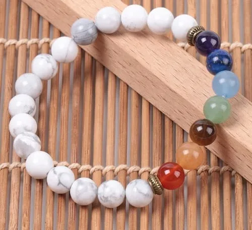 Pulsera 7 Chakras Howlita Separador Dorado - Image 2