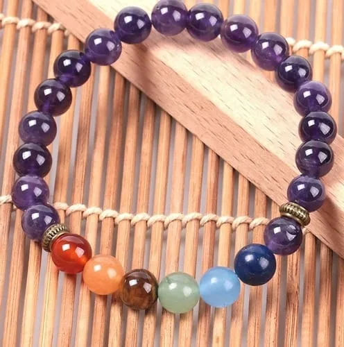 Pulsera 7 Chakras Amatista Separador Dorado - Image 2