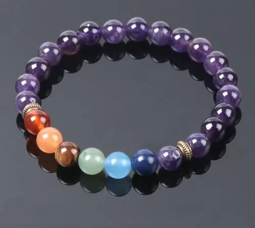 Pulsera 7 Chakras Amatista Separador Dorado - Image 3