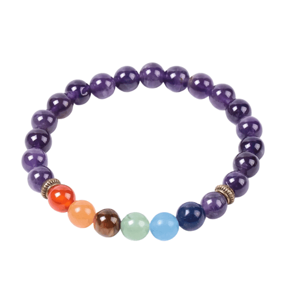 Pulsera 7 Chakras con piedra Amatista natural, ideal para armonizar la energía y fomentar la calma interior.