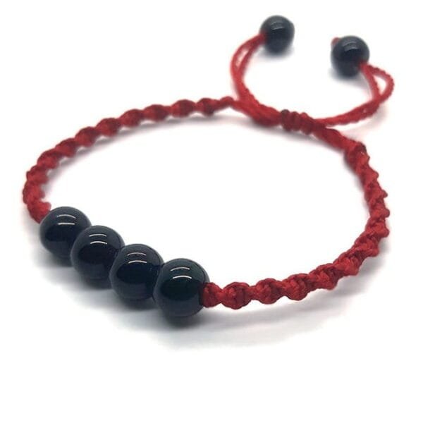 Pulsera Turmalina 8mm Negra Hilo Rojo - Image 2