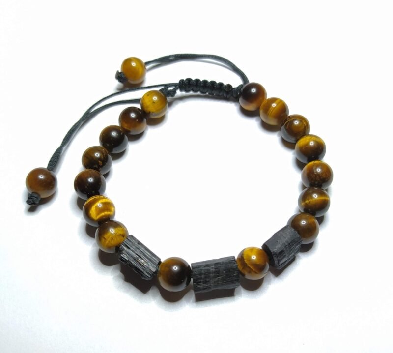 Pulsera Turmalina Negra y Ojo De Tigre 8mm - Image 3