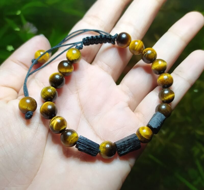 Pulsera Turmalina Negra y Ojo De Tigre 8mm - Image 2