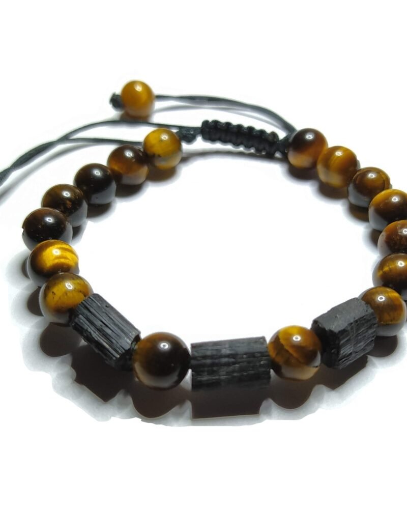 Pulsera Turmalina Negra y Ojo De Tigre 8mm