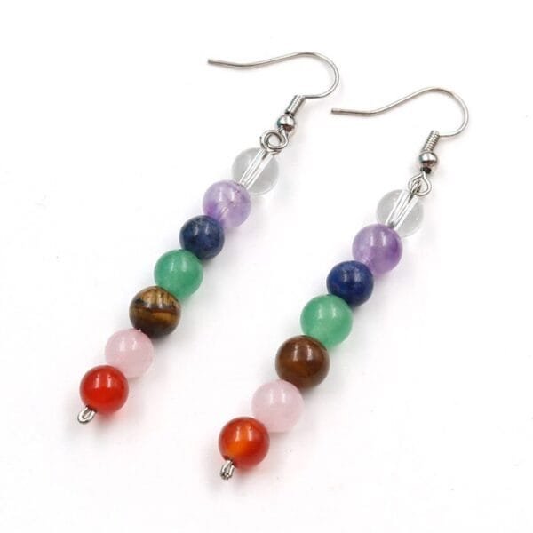 Aretes 7 Chakras 6mm Plata Ley 925 Lineal