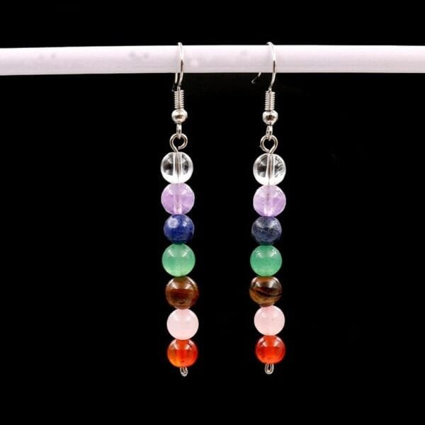 Aretes 7 Chakras 6mm Plata Ley 925 Lineal - Image 2