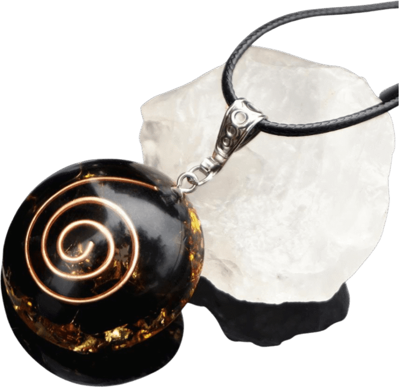 Collar Orgonita Obsidiana Espiral Energético