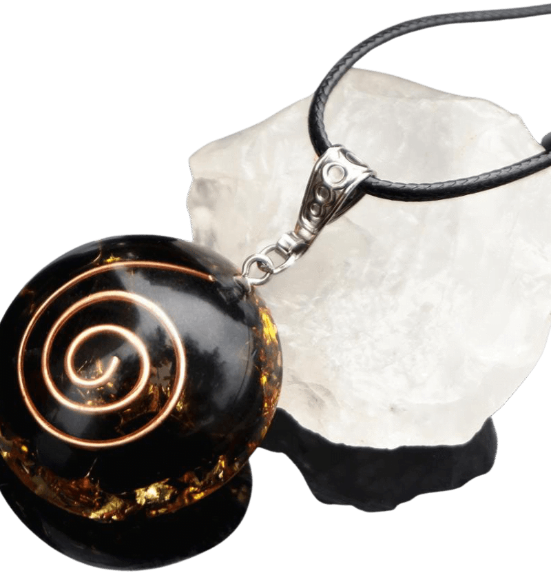 Collar Orgonita Obsidiana Espiral Energético