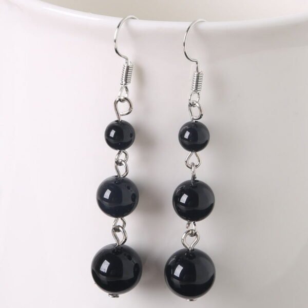 Aretes Obsidiana Plata ley 925 Estilo 3 - Image 2