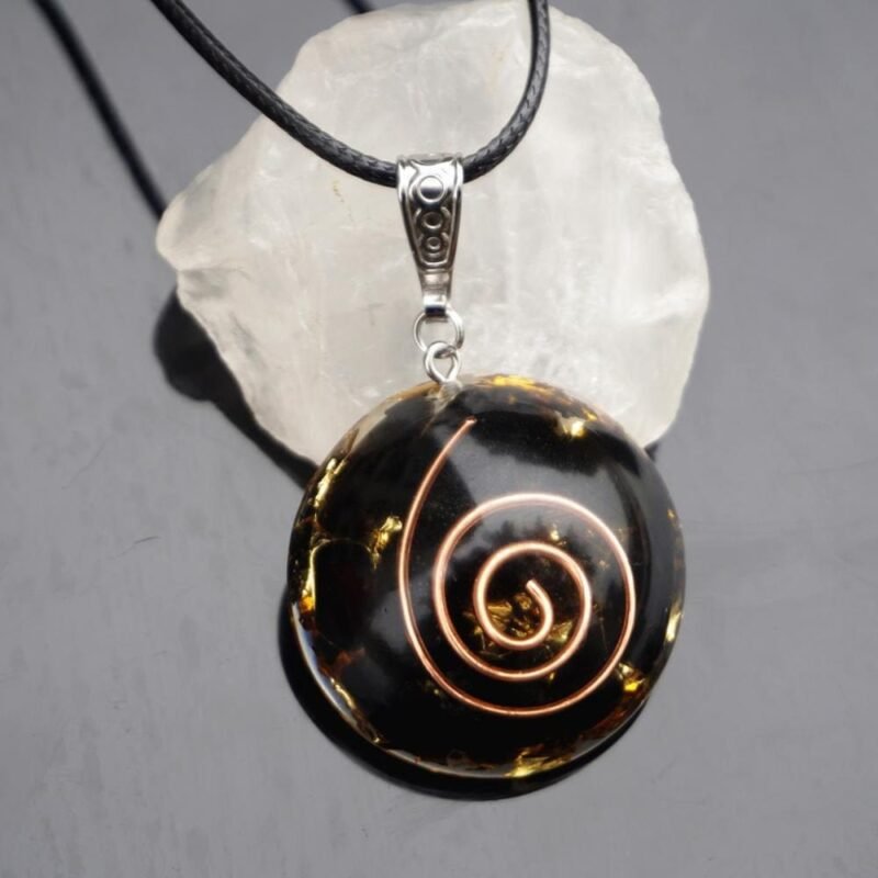 Collar Orgonita Obsidiana Espiral Energético - Image 2