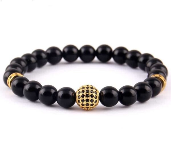 Pulsera Turmalina Negra Esfera Discos de Rodio