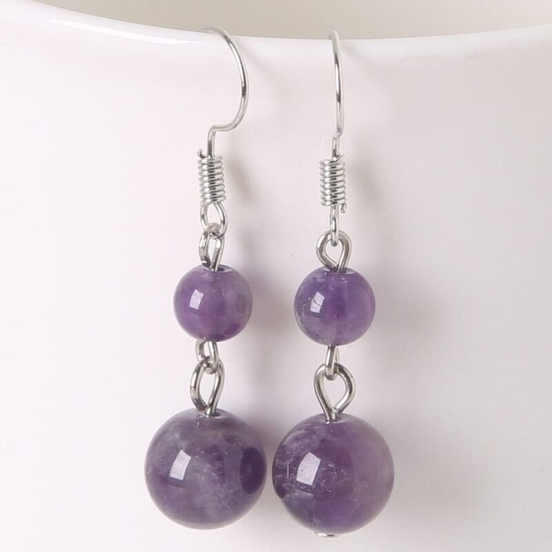 Aretes Amatista Plata ley 925 Estilo 3 - Image 2