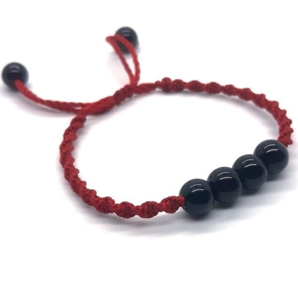 Pulsera Turmalina 8mm Negra Hilo Rojo - Image 3