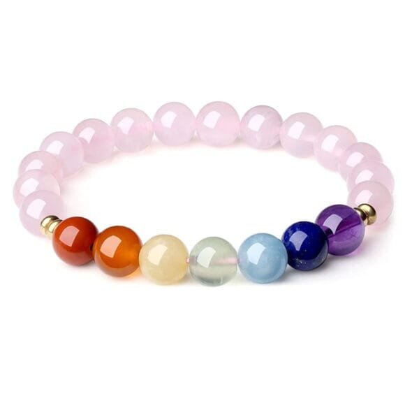 Pulsera 7 Chakras Cuarzo Rosa