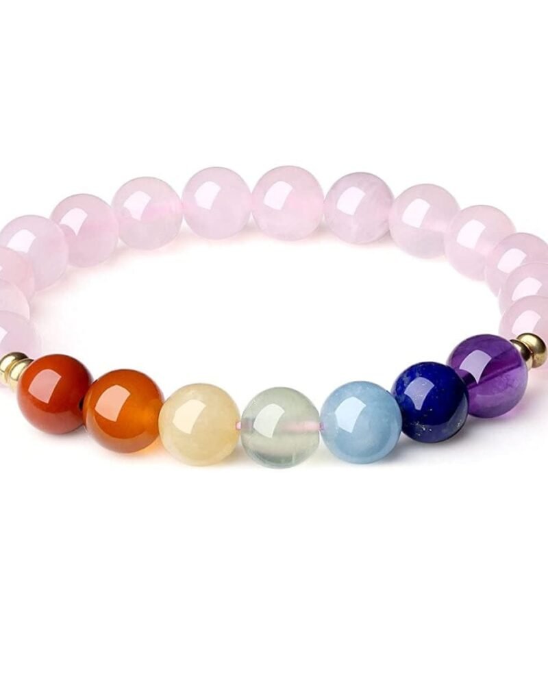 Pulsera 7 Chakras Cuarzo Rosa