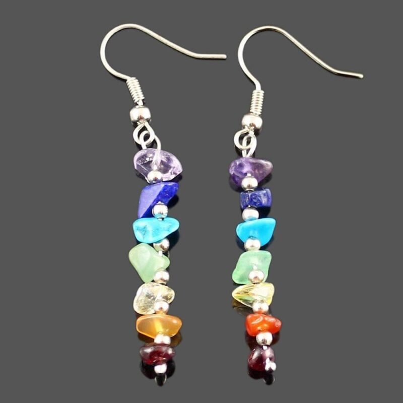 Aretes 7 Chakras Plata 925 Chips Separadores - Image 5