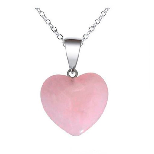 Collar Corazón Cuarzo Rosa
