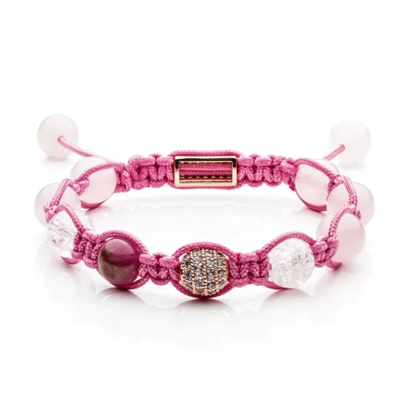 Pulsera Cuarzo Rosa Cuarzo Cristal Rodio 10mm