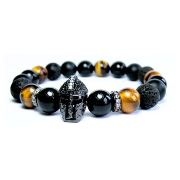 Pulsera Turmalina Ojo De Tigre Piedra Mate Lava y Espartano Rodio - Image 3